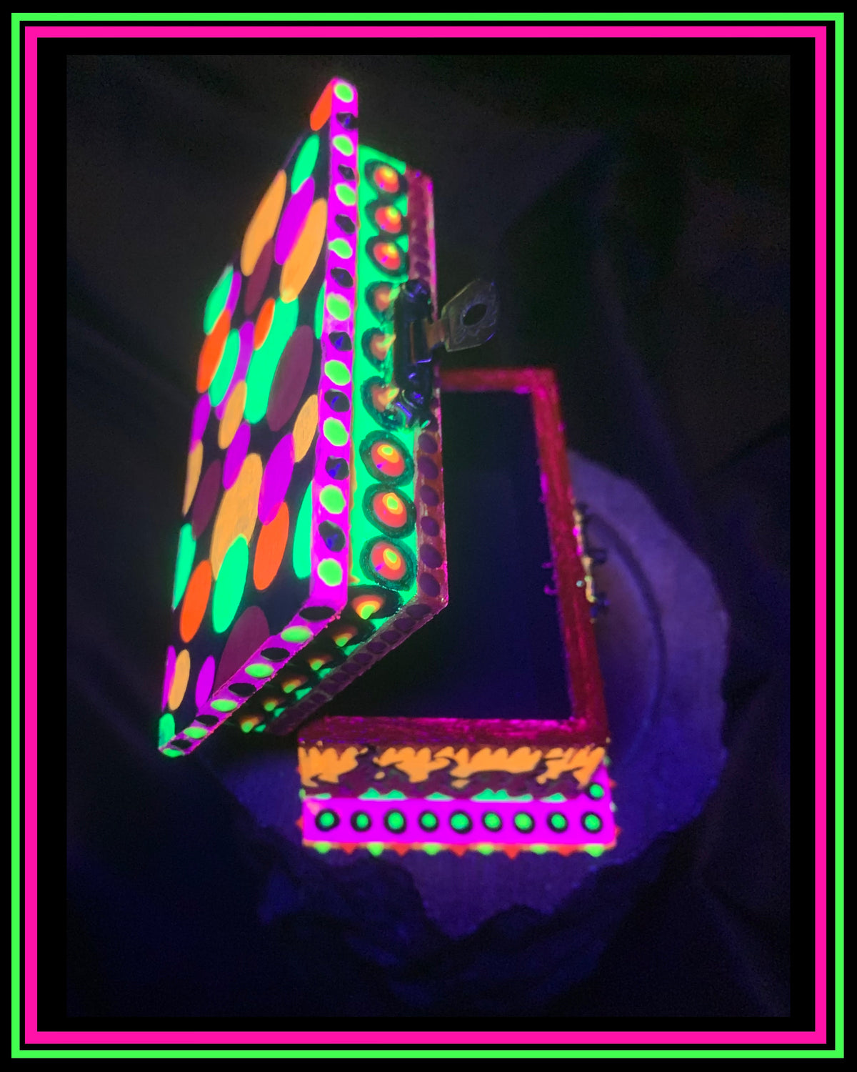 Orange (UV-Reactive) Hand Painted Magic Box