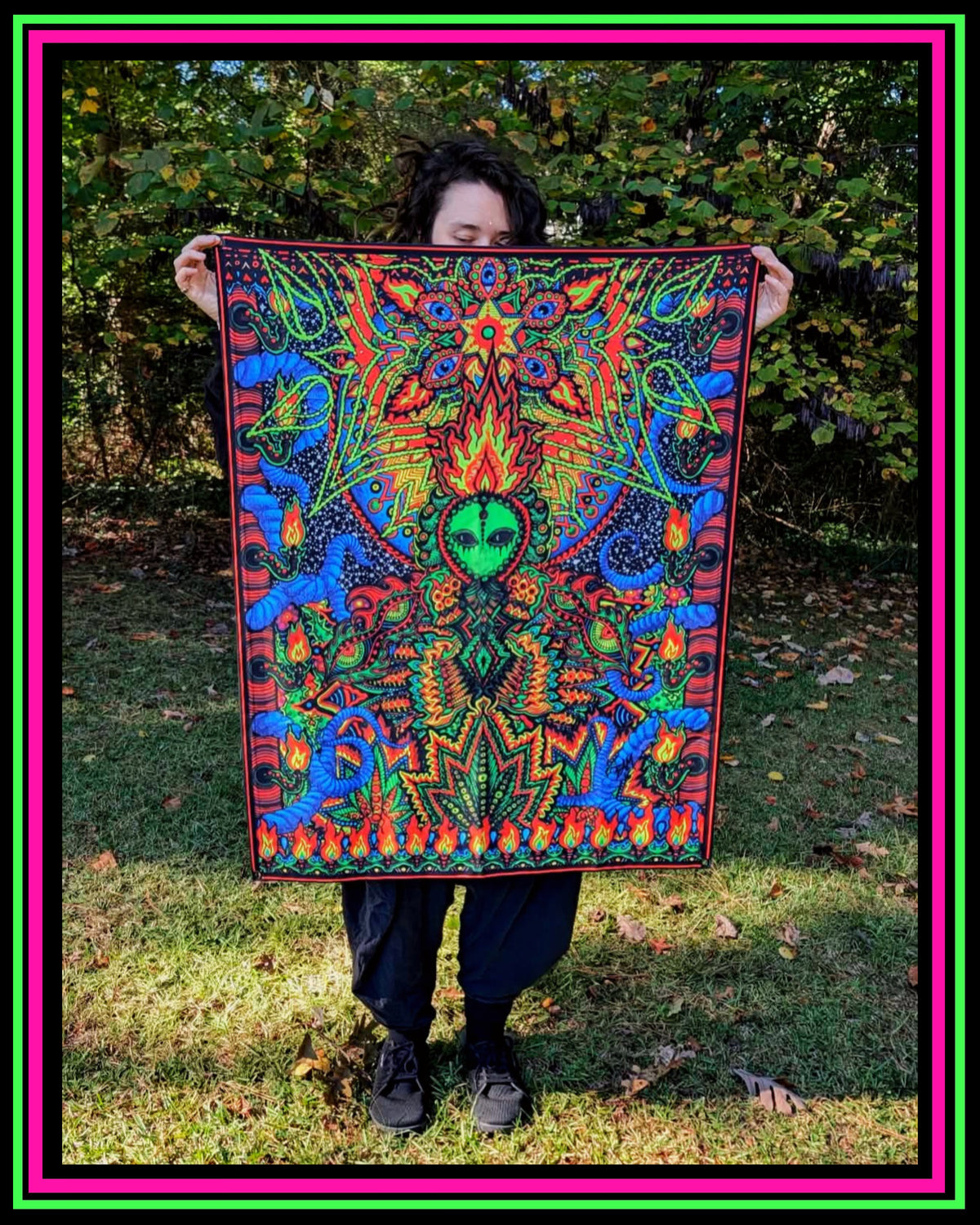 "How Do You Like it Here? UV-Reactive Tapestry