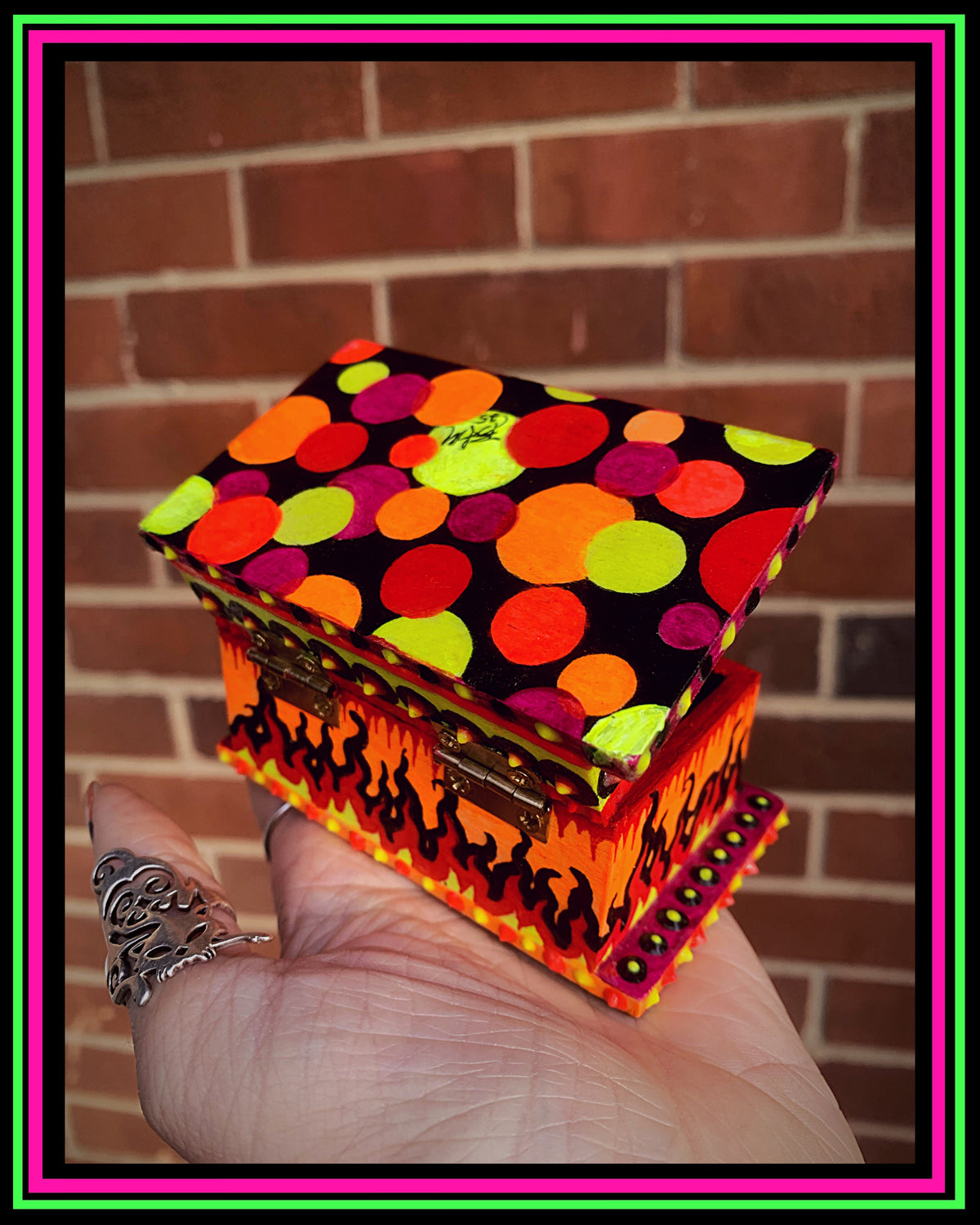 Orange (UV-Reactive) Hand Painted Magic Box