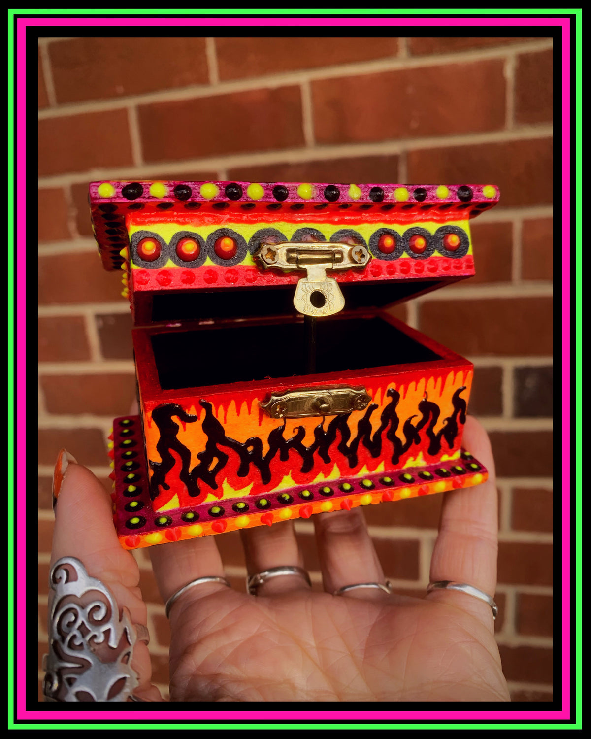 Orange (UV-Reactive) Hand Painted Magic Box