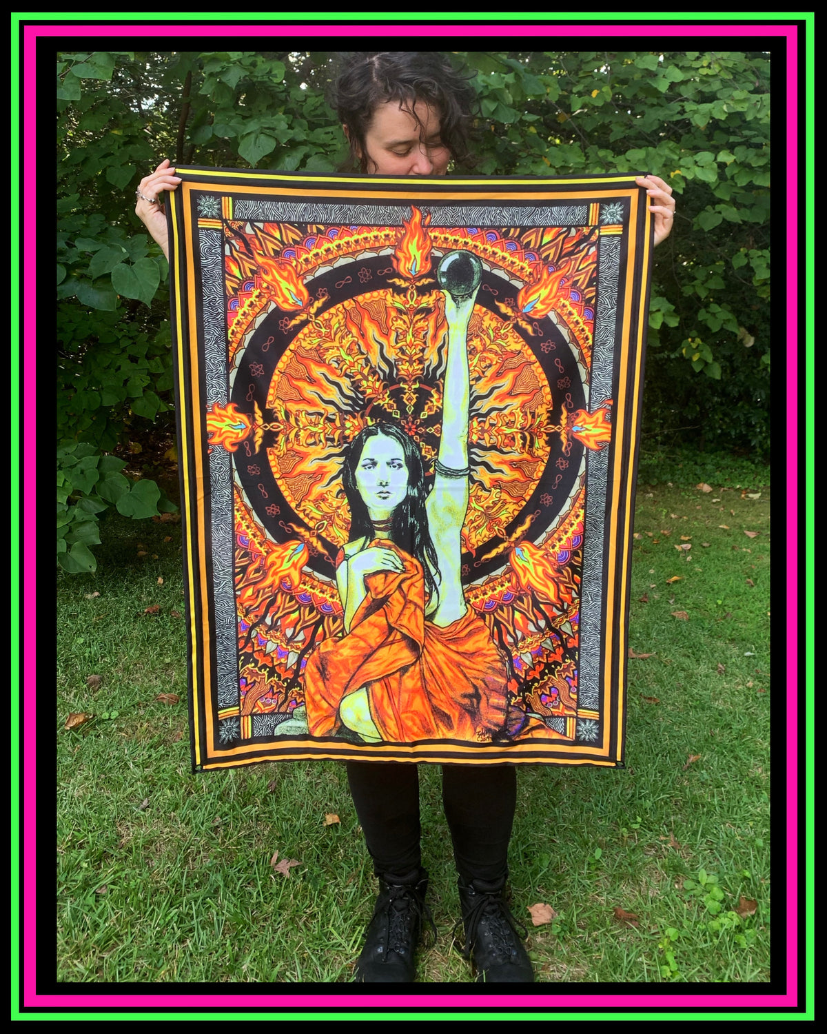 "Black Sun" UV-Reactive Tapestry