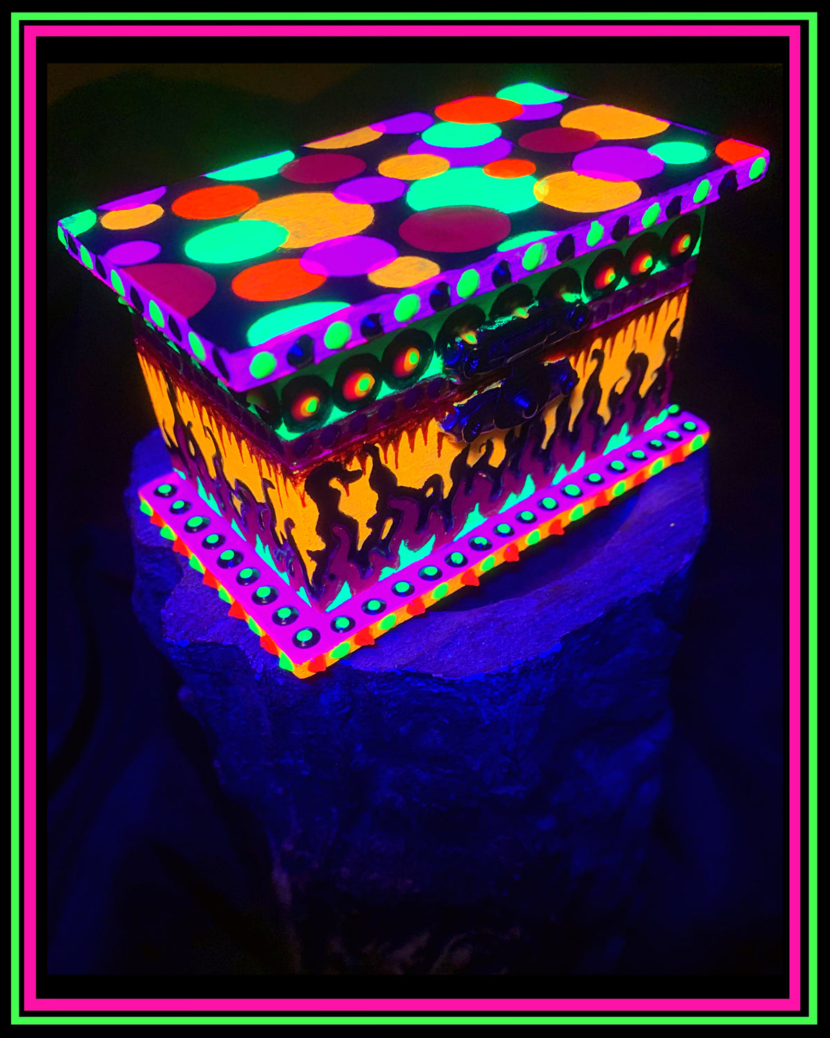 Orange (UV-Reactive) Hand Painted Magic Box