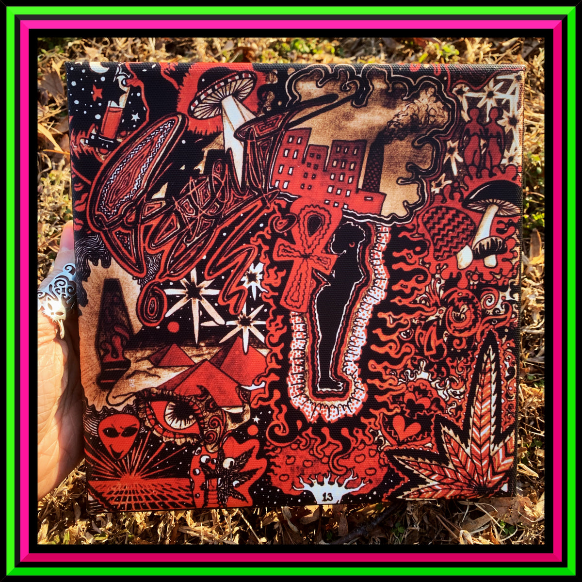"Red Existence" Small Canvas Print