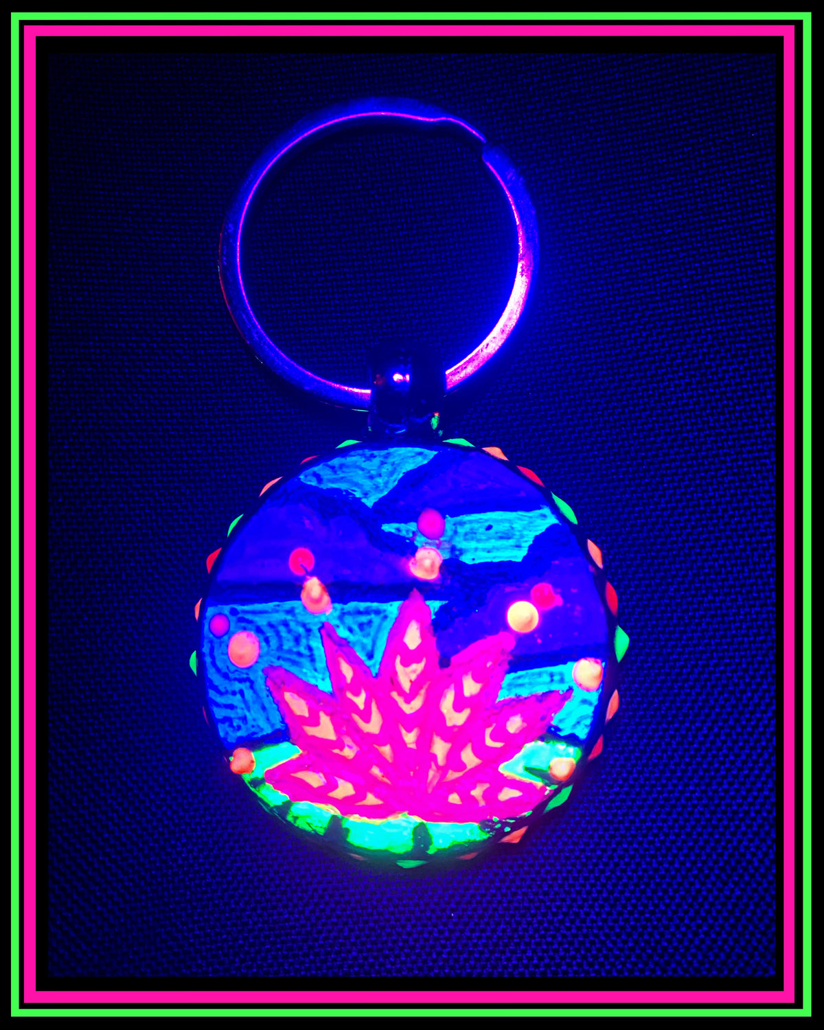 Hand Painted (UV-Reactive) Lotus Keychain (18% off)