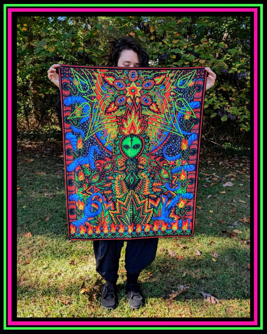 "How Do You Like it Here? UV-Reactive Tapestry