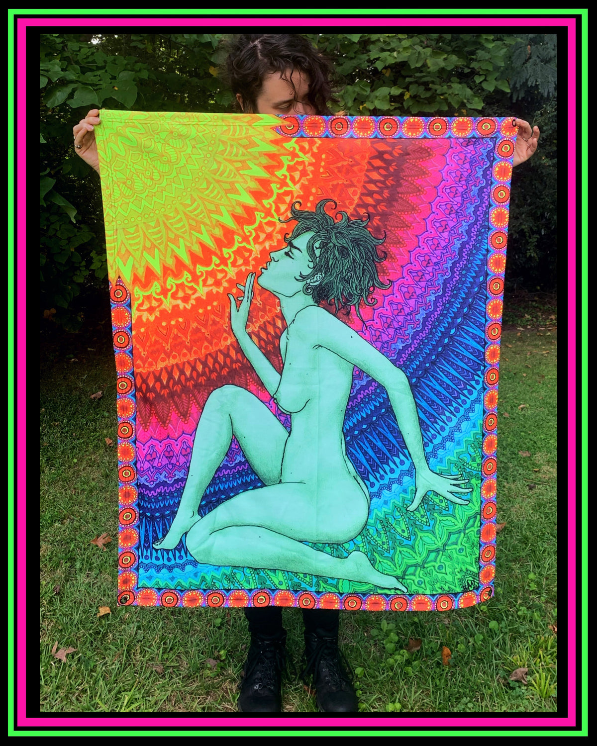 "Ready for the Next Beam" UV-Reactive Tapestry