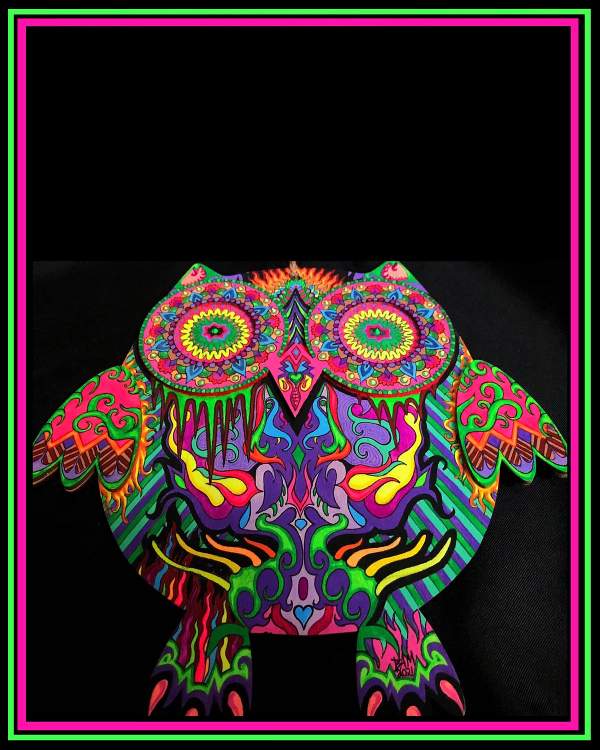Hand Painted (UV-Reactive) Owl Ornament