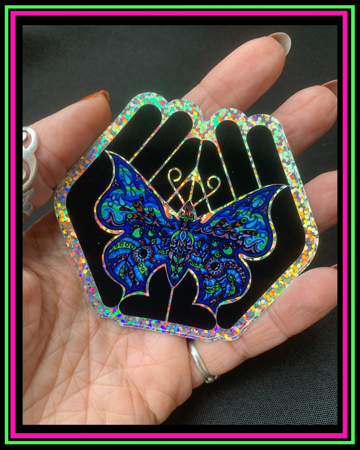 "Butterfly" glittered vinyl sticker
