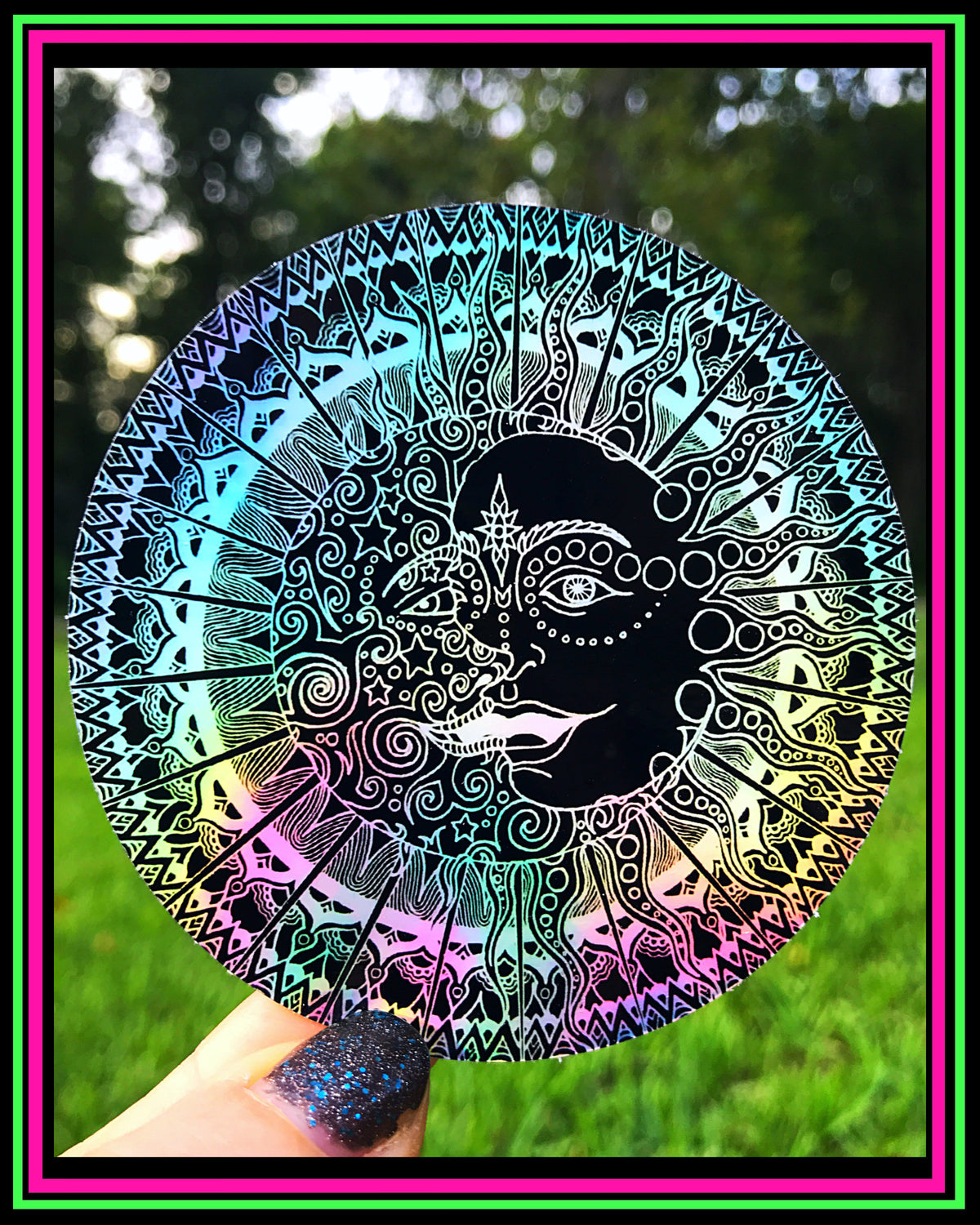 "Ra Luna Inverted" holographic vinyl sticker